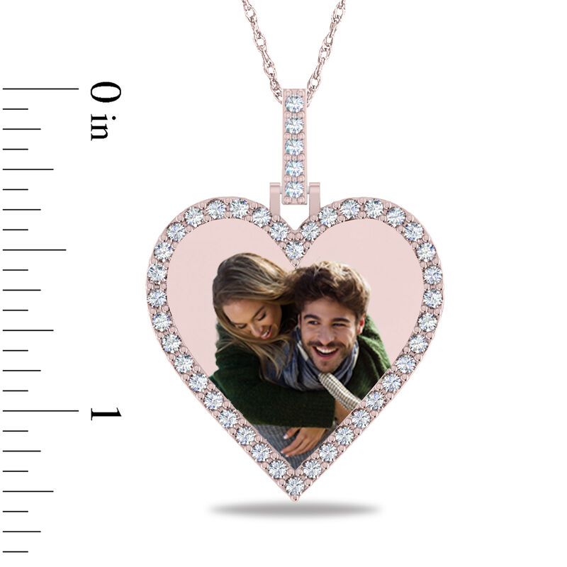 Lab Grown Diamond Bar 1ctw Heart Pendant in 10K Rose Gold image number null